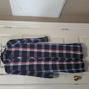 Numph Long half button plaid top size 34 or 8uk
